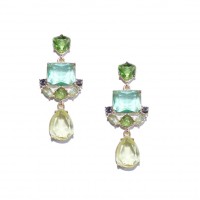 Fauna Green Geo Stone Cluster Earrings